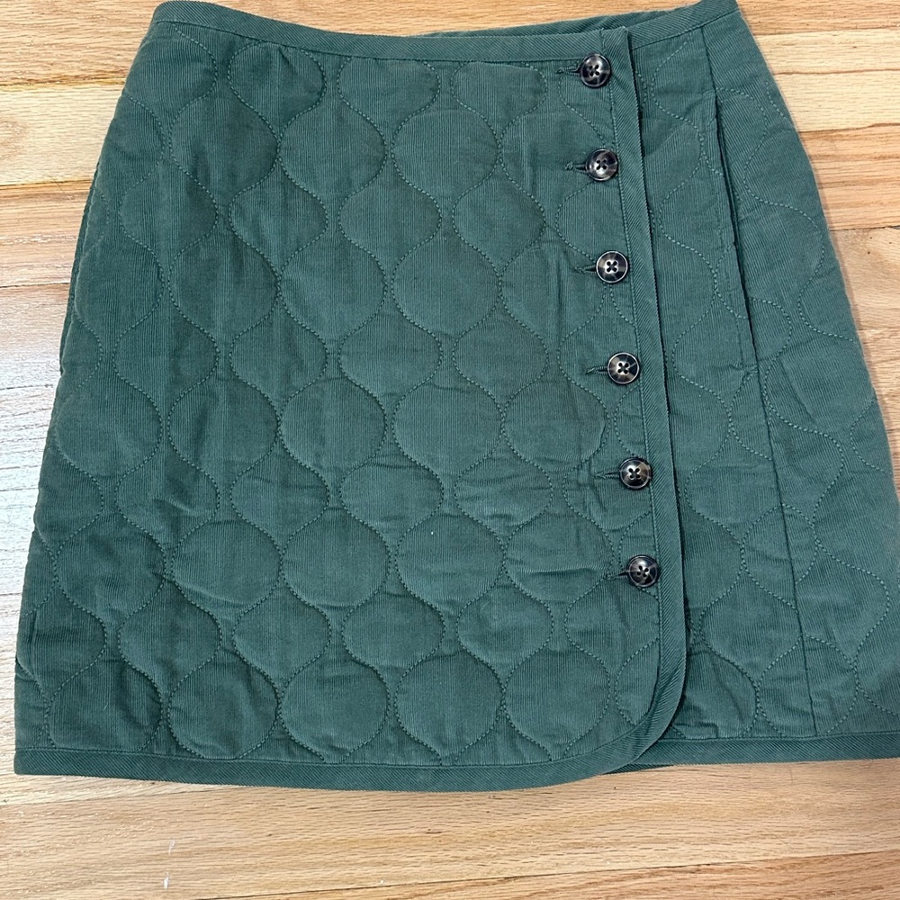 Madewell Olive Quilted Corduroy Skirt
